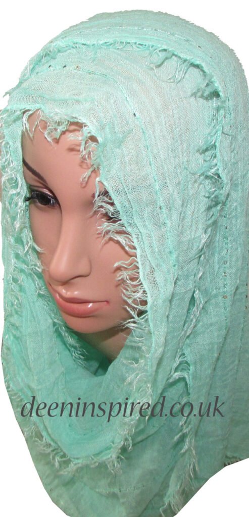 Crinkle Hijab with Sequins - Pastel Green