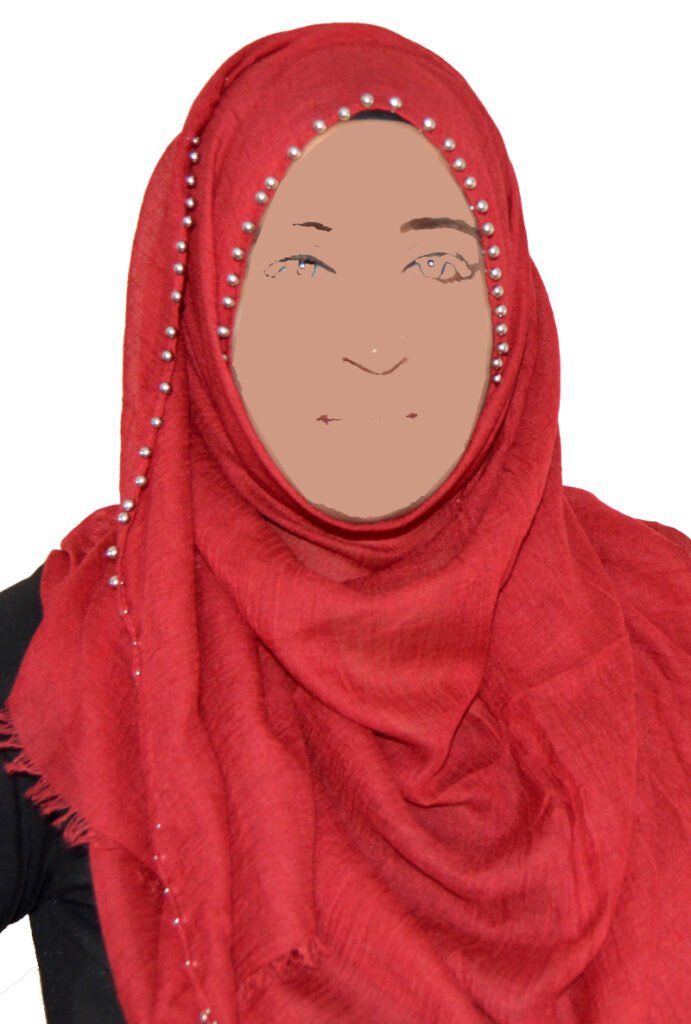 Hijab with Metal Bead Trim - Red