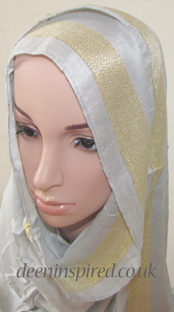 Hijab with Thick Gold Edge - Grey