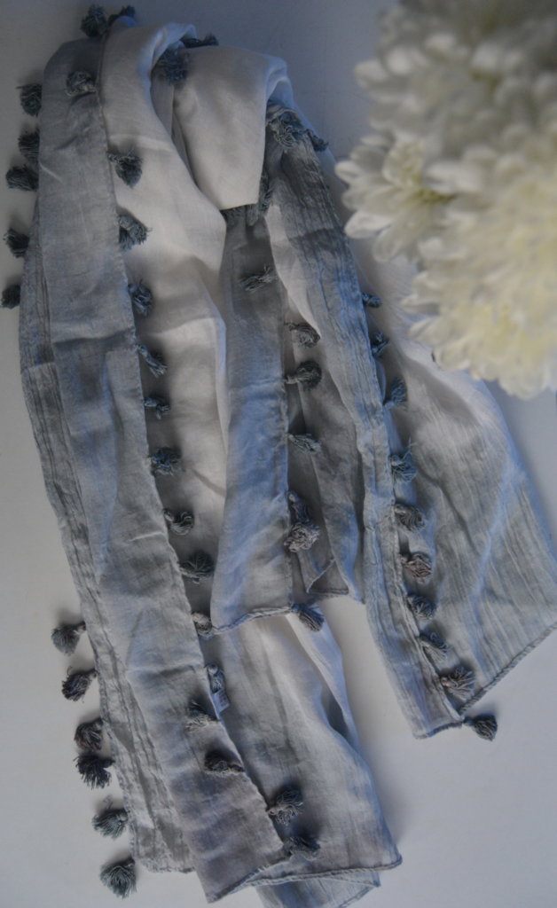 Ombre Scarf with Tassels - Grey