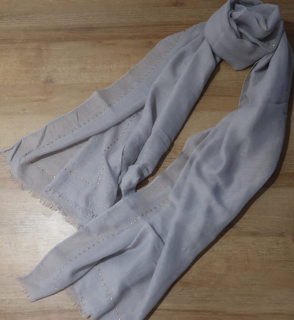 Sequin Border Hijab - Grey