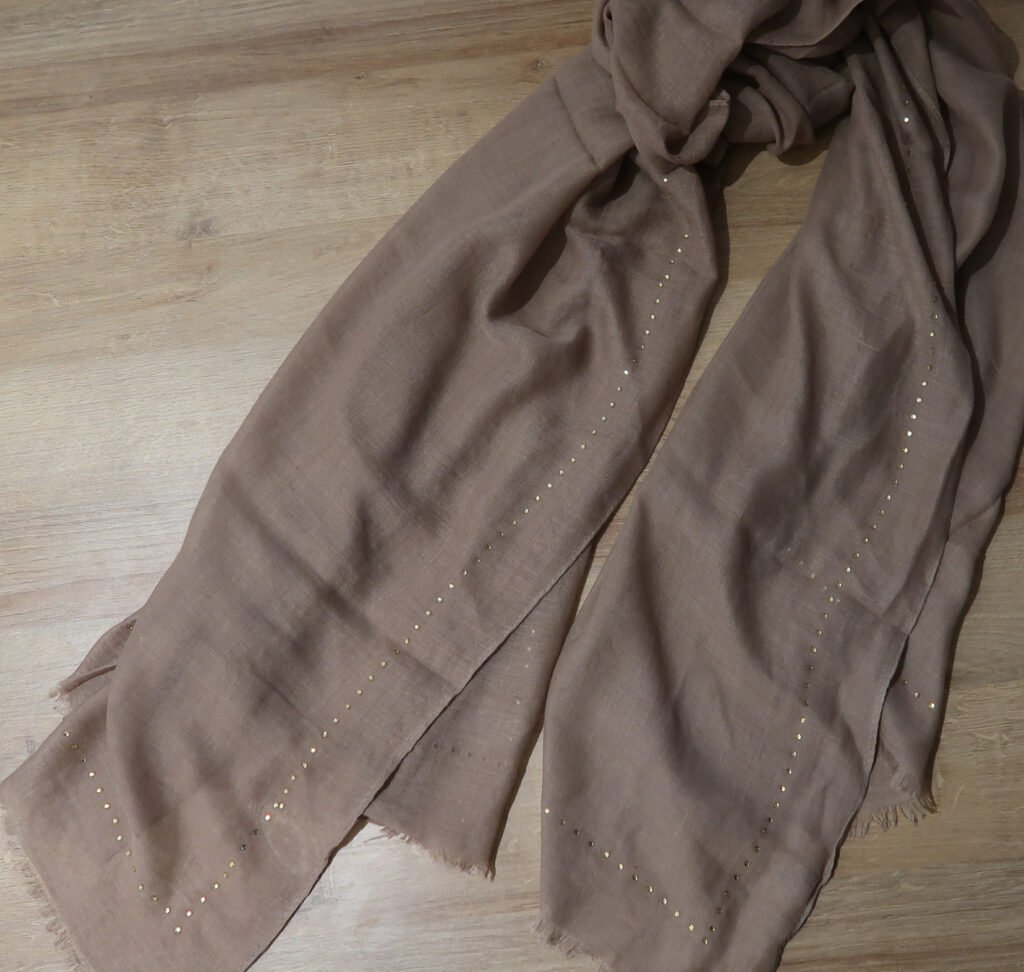 Sequin Border Hijab - Khaki