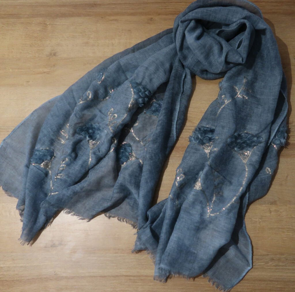 Sequin & Flower Hijab - Blue