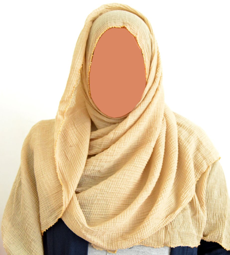 Crinkle Hijab with Gold Edge – Beige