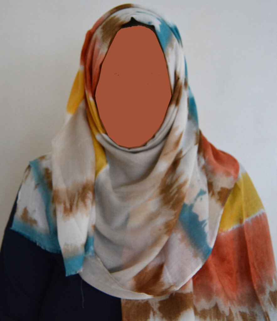 Tie Dye Print Hijab - Mocha/Orange/Blue