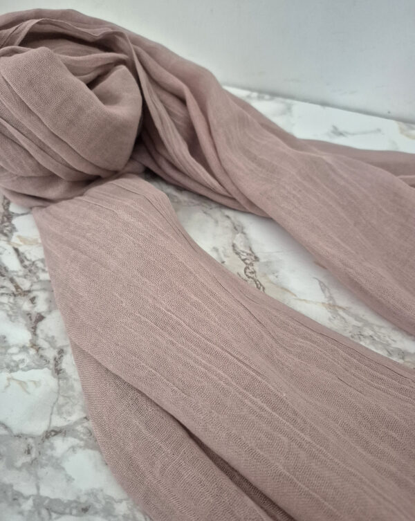 Maxi Cotton Hijab with Fringe – Rose Nude - Image 2