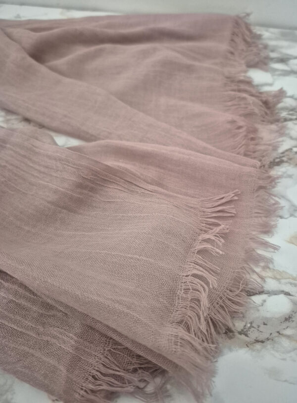 Maxi Cotton Hijab with Fringe – Rose Nude - Image 4