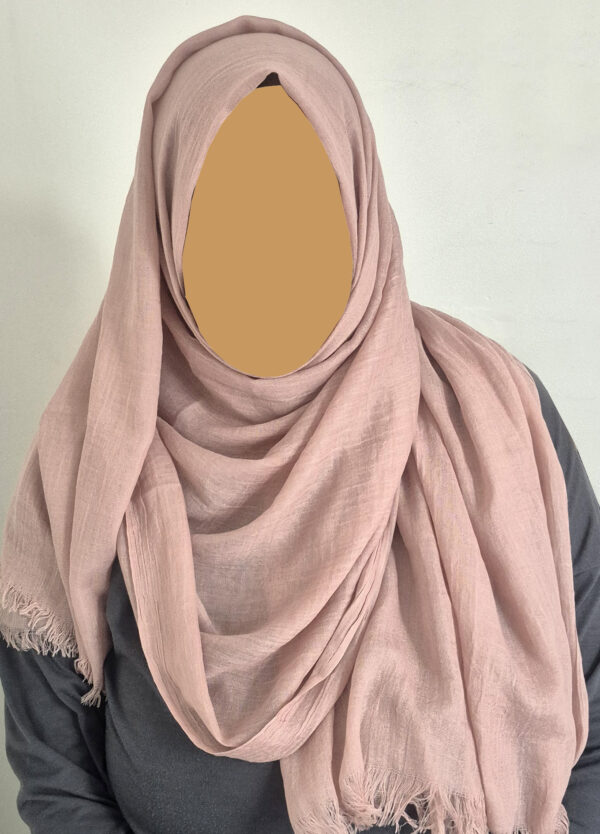 Maxi Cotton Hijab with Fringe – Rose Nude