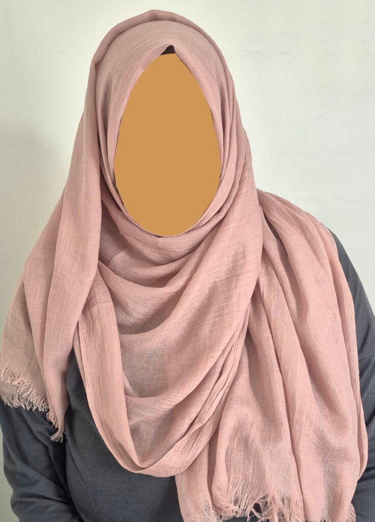 Maxi Cotton Hijab with Fringe – Rose Nude