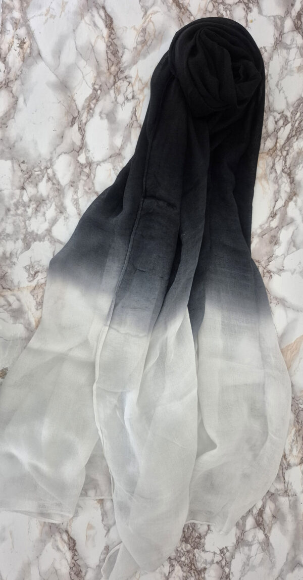 Ombre Edge Hijab – Black & White - Image 3