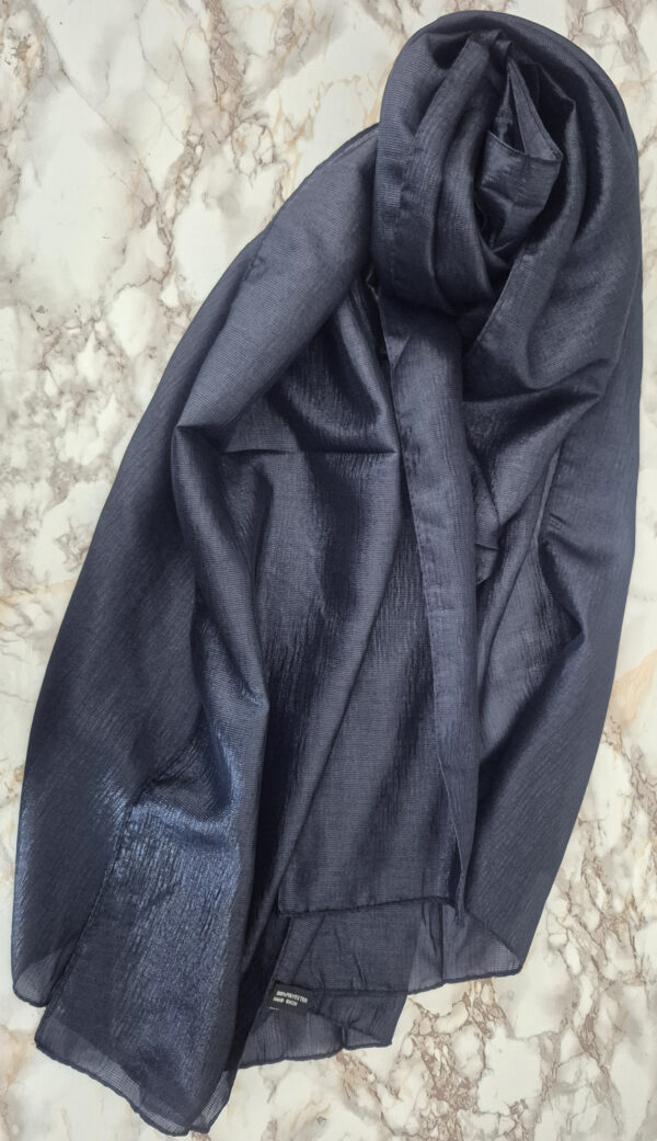 Shimmer Lightweight Hijab – Navy - Image 3
