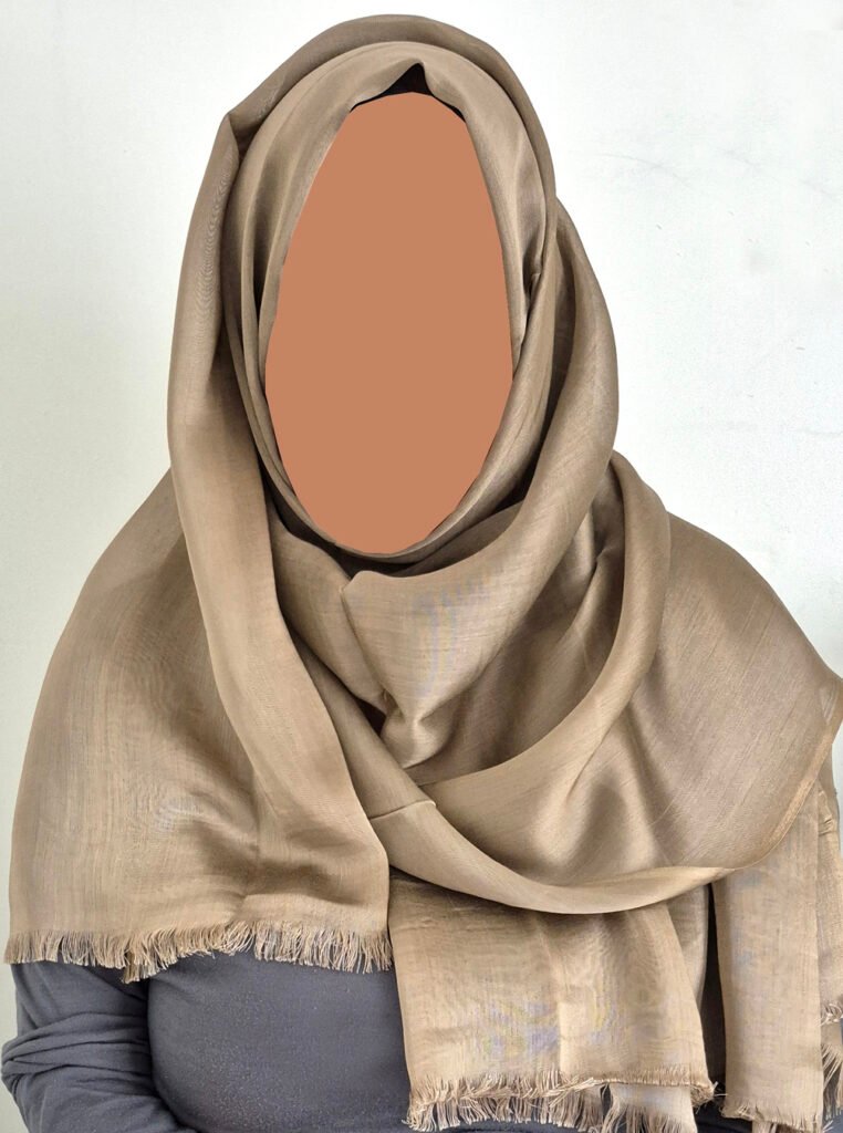 Lightweight Shimmer Hijab with Frayed Edge – Mocha